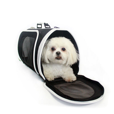 Kelle Designer Duffle Pet Carrrier - Black & White | Pawlicious & Company