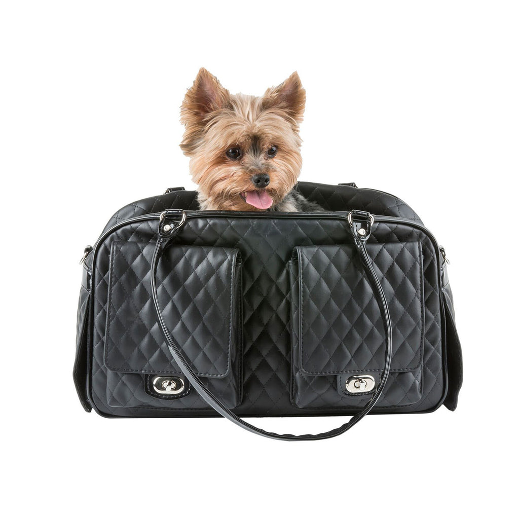 Quilted Pearl PInk Faux Leather Designer Dog Carrier